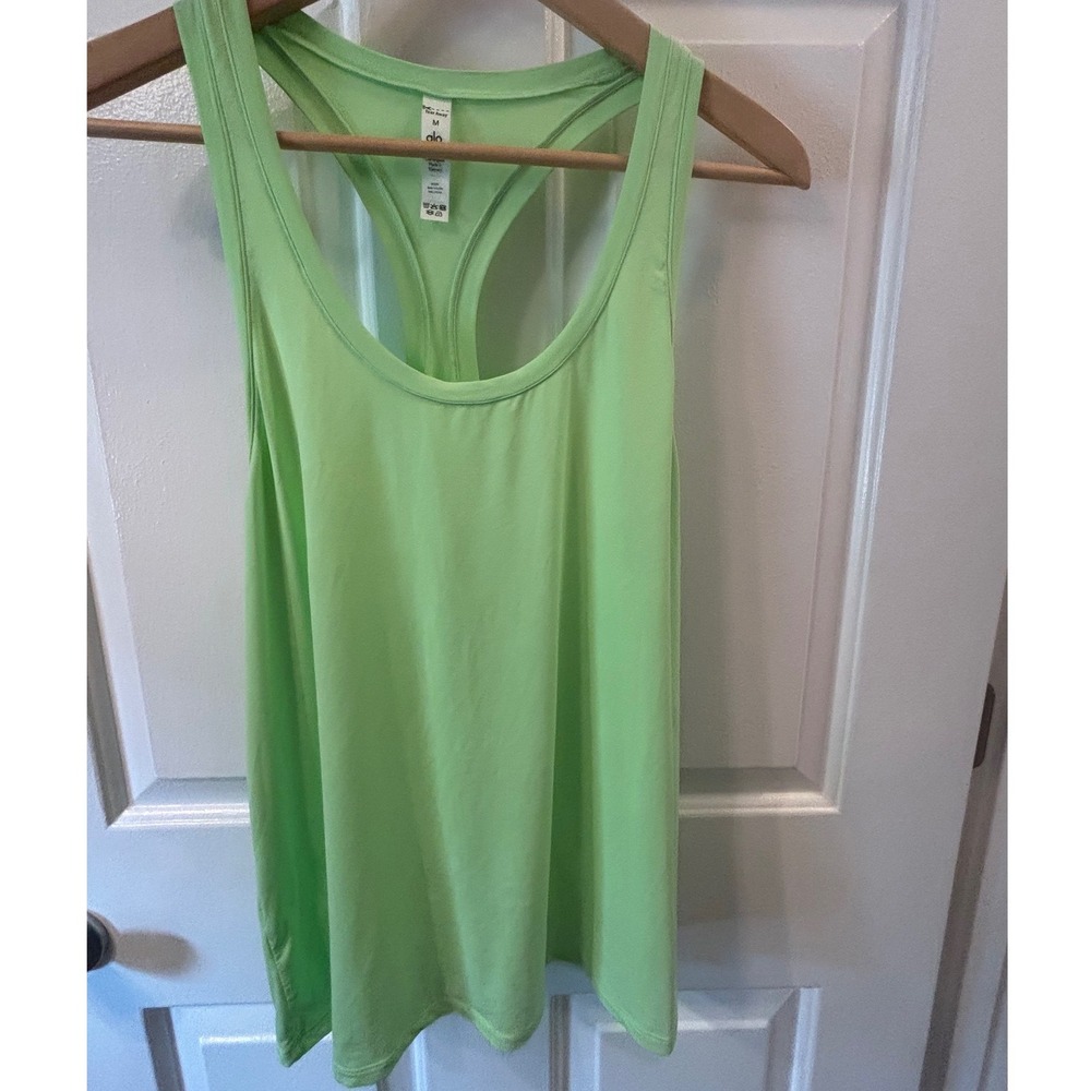Alo Yoga Womens Racerback Tank Top Lime Green Athletic Gym Yoga Size M